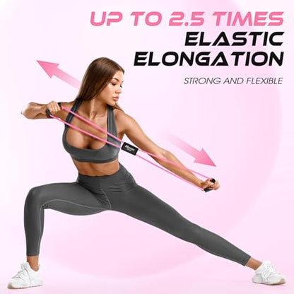 Resistance Bands, Figure 8 Resistance Band, Exercise Bands with Handles, Weights Workout Bands for Arms, Back, Shoulder, Leg, Physical Therapy, Pilates, Home Workout Equipment That Replace Dumbbells - color: 1-Pink