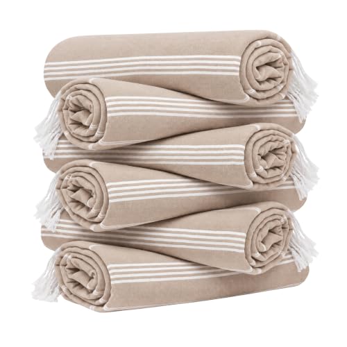 HAVLULAND Turkish Beach Towels, Set of 12, Oversized 72"x40" - Beige - color: Beige, size: 12 Pack