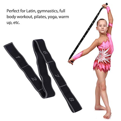 Exercise Strap Yoga Stretch Assist Strap with 8 Numbered Loops, Band for Yoga Pilates Dance and Gymnastics Workout, People Dancing Assistance(Grey)