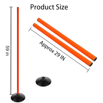 Orange Soccer Agility Poles Set Detachable Sports Trainning Speed Pole Slalom Poles with Rubber Base Sport Traning Equipment - color: Pack of 6, style: 4.9 FT