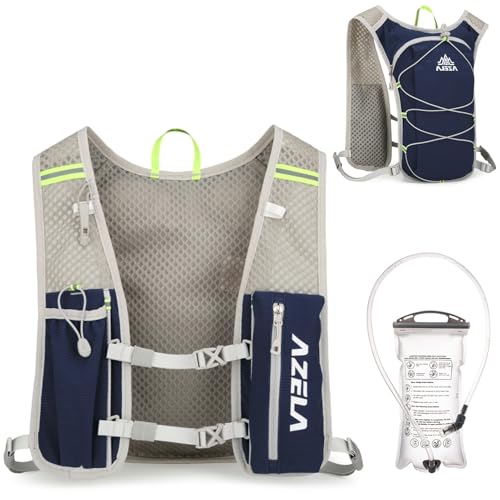 Running Water Bottles Flask BPA Free Leakproof Hydration Vest Packs Waist Belt Replacement for Triathlon Marathon Hiking Cycling Climbing Runner - color: #2 Dark Blue (7L) + 1.5L White Water Bladder