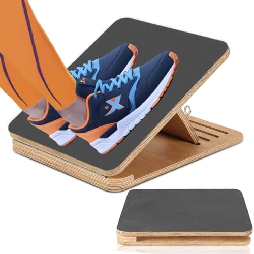 Foldable Calf Stretcher, Portable Wooden Slant Board for Calf Stretching Physical Therapy, Adjustable Foot Incline Board for Squat Stretch, Ankle Leg