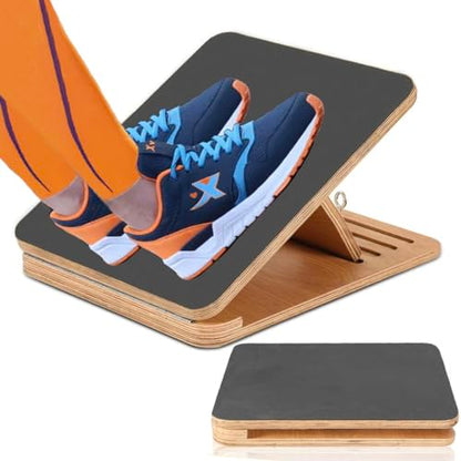 Foldable Calf Stretcher, Portable Wooden Slant Board for Calf Stretching Physical Therapy, Adjustable Foot Incline Board for Squat Stretch, Ankle Leg