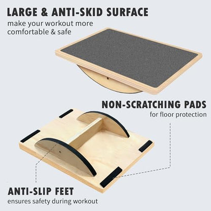 Balance Board Professional Wobble Board for Adults Anti-Slip for Physical Therapy Standing Desk Core Strength Wooden Rocker Board(350LBS) - size: Balance Board (Grey)