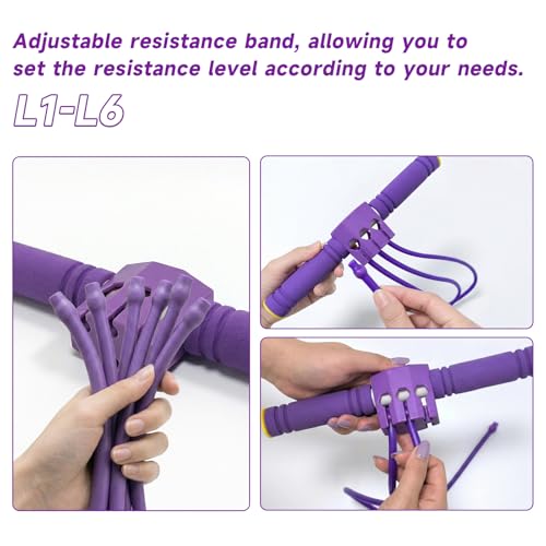Pedal Resistance Bands with Handles, Adjustable 6-Tube Foot Pedal Resistance Band, Heavy-Duty Natural Rubber Tension Bands for Full Body Workout, Home Fitness Training for Abdomen, Arms, Legs & Waist