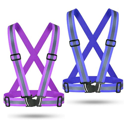 Reflective Vest Running Gear, 2-10Pack High Visible Safety VES - color: Blue+Purple