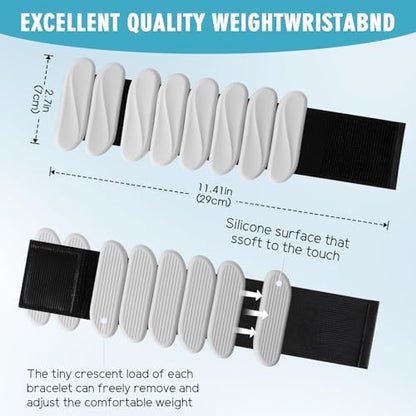 Wrist Weights, 2Pack Wearable Wrist Ankle Weights for Women and Men, Adjustable Silicone Arm and Leg Wrist Bracelets for Walking, Yoga, Pilates and Gym, 2lb - color: Grey