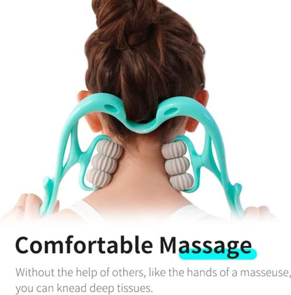 Handheld Massager with 6 Balls - Premium Deep Tissue Relief for Neck, Back, Shoulders and Legs (Blue)