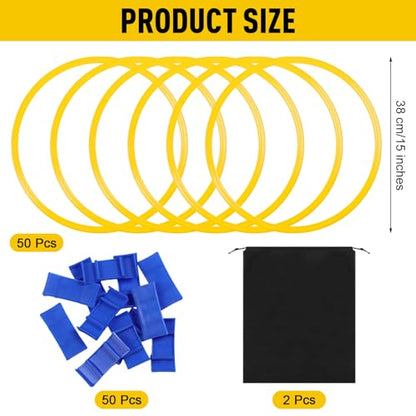 Shappy 50 Pcs Agility Rings Speed with Bags, Training Hoops - color: Yellow