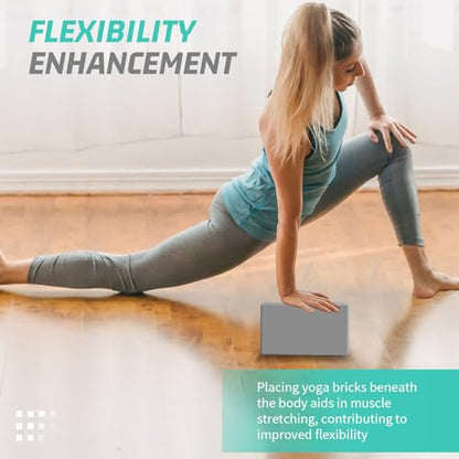 Yoga Blocks 2 Pack 3x6x9IN Foam Block Supportive Latex-Free with Beveled Edges, Non-Slip Exercise Blocks for Pilates, Meditation, Balance, Stretching and Deep Poses - color: 2PACK-369-Grey