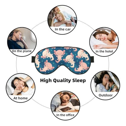 Axolotl Kawaii Sleep Mask Eye Mask with Adjustable Strap Eye Sleep Shade Cover Blocks Light for Women Men Airplane Travel Nap - color: Axolotl Kawaii
