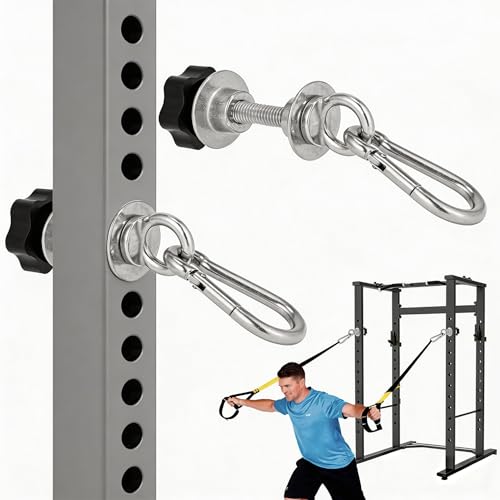 Heavy-Duty Power Rack Attachments, Quick-Install Home Gym Accessories for 2x2, 2x3 & 3x3 Power Racks, Fits 1/2" & 1" Holes - color: Silver 2-Pack