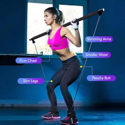 Pilates Bar Kit with Resistance Bands,Multifunctional Pilatess Bar,Stretched Fusions Toning Bar,Pilates Sculpt Bar,Home Gym Equipment for Women & Men Home Gym Pilates Yoga