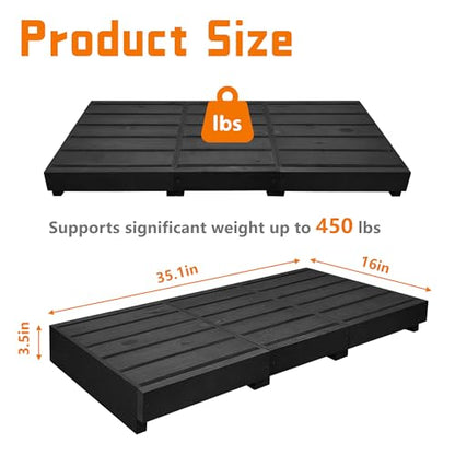 Outdoor Steps 3.5'' Height, Wooden Step Platform 35” Length, Step Stool with Non Slip Pads, Step for Outside, Wooden Platform for Bathroom, Kitchen, Bed (Black)