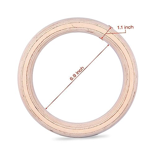 Wooden Gymnastics Rings with Adjustable Straps Exercise Rings for Bodyweight Training Full-Body Strength Workouts Fitness Equipment for Home Gym