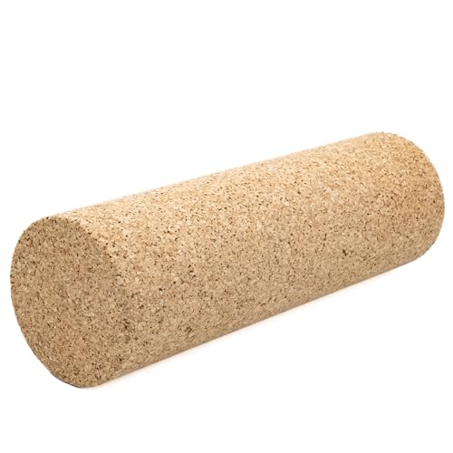 Go4Cork Yoga High-Density Cork Body Roller - 11.8" x 3.7" | Strong Eco Cork Roller with Non-Slip Grip | Enhances Yoga Exercise & Deep Tissue Massage for Quick Back & Muscle Recovery