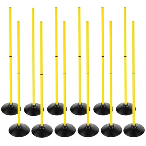 Soccer Agility Poles Set Detachable Sports Trainning Speed Pole Slalom Poles with Rubber Base Sport Traning Equipment - color: Pack of 12, style: 4.9 FT