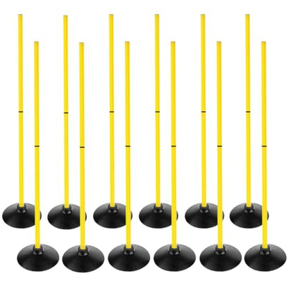Soccer Agility Poles Set Detachable Sports Trainning Speed Pole Slalom Poles with Rubber Base Sport Traning Equipment - color: Pack of 12, style: 4.9 FT