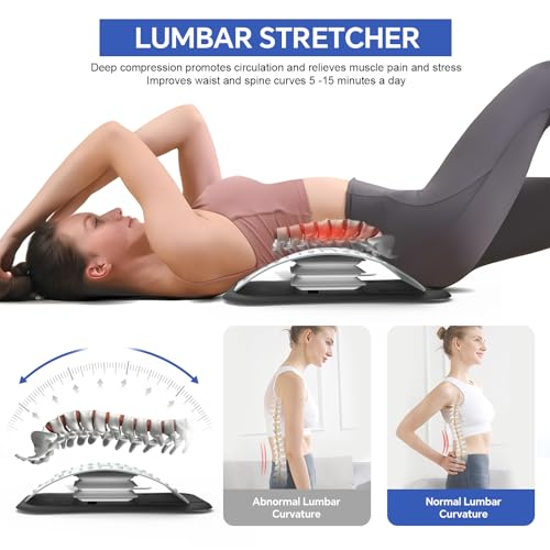 ZhanHao Back Stretcher for Lower Back Pain Relief,Adjustable Lumbar Traction Device, Ergonomic Spine Board with Acupressure Points,Back Massager for Spinal Decompression and Scoliosis