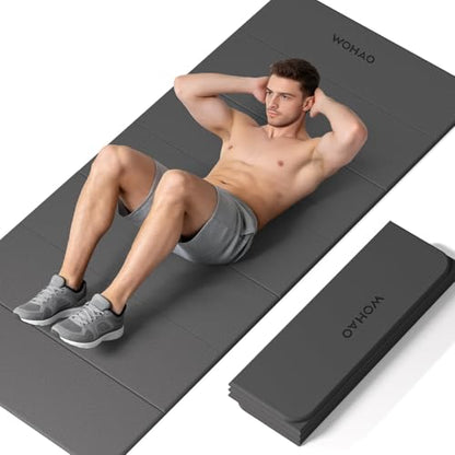 7-Fold Yoga Mat 74"x31" - 0.31 Inch Thick Folding Exercise Mat, Extra Wide Non-Slip POE Mat for Travel, Storage, Yoga, Pilates, Meditation & Home Gym, Lightweight & Portable - color: Black
