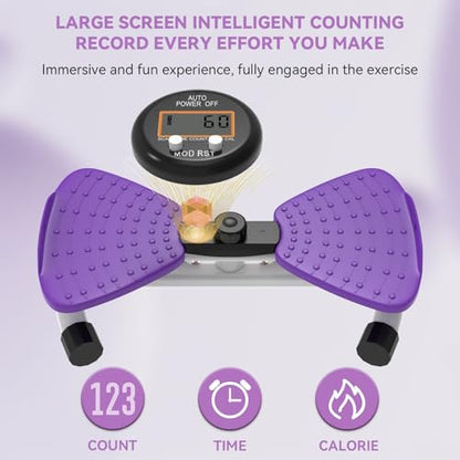 renZEC Waist Twister Machine, Adjustable Exercise Twist Board for Women Men, Noiseless Ab Twister for Home Gym Equipment, 330 lbs Capacity | Track Time, Reps, Calories with Digital Display - color: Purple