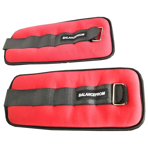 Fitvids Fully Adjustable Ankle Wrist Arm Leg Weights, 1-20LBS, Multiple Options - style: 5 lbs each (10-lb pair), Red