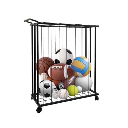 Large Garage Ball Storage Rack with Wheels for Basketball & Soccer - size: Large size