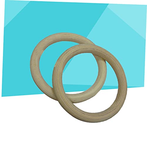 Toyvian Wooden Gymnastic Rings Woven Straps Adjustable Exercise Rings for Bodyweight Training for Home and Outdoor Workouts 28mm Diameter