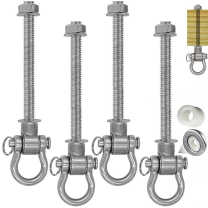 4 Bearing Silent Heavy Duty Swing Hanger Permanent Anti-Rust 180° Swing, 1500 lb Capacity sandbag Yoga Swing Hammock Chair,11'' - size: 11'' 4Pack