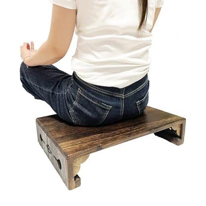 Wooden Step Stool for High Beds, Multi-Use Low Wood Platform and Low Table, Non-Slip Step Stool and Foot Stool for Kitchen, Bathroom and Home Office, 19.6''×12.6''×4.3''