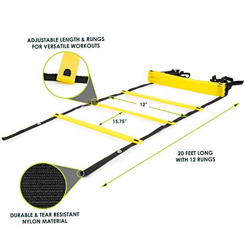 ProsourceFit Speed Agility Ladder 8, 12 and 20 Rung for Speed Training and Sports Agility Workouts with Free Carrying Bag