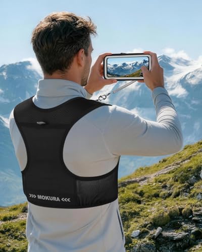 Running Vest for Women Men, Lightweight Hydration Vest with 500ML Soft Flask & Phone Holder, Reflective Running Backpack, Adjustable Run Pack Water Bottle, Runner Marathon Essentials