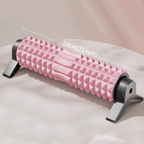 New Upgrade Bracket Foam Roller with Stand for Back Leg Pain, 21 Inch Firm Deep Tissue Muscle Massager for Sore Muscles (Pink) - color: Pink