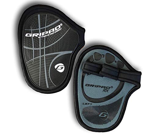 Gripad RX Lifting Grips | The Most Durable Grip Pads Yet | The Alternative to Weight Lifting Gloves, Gym Workouts, WOD, Weightlifting | Neoprene Hand Grips | Flexible Rubber Palm - color: Grey
