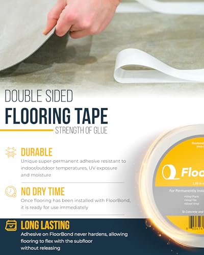 Double Sided Tape Heavy Duty Carpet Tape for Flexible and Vinyl Flooring, Carpet Tiles, Artificial Grass, Foam Gym Tiles, Rubber Interlocking Gym Tile Easy Installation Ultra Strong Grip