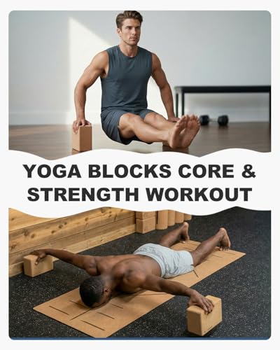 Trideer Cork Yoga Blocks, 2 Pack Yoga Blocks Natural Cork, High Density Yoga Block with Non Slip Surface, Eco-Friendly Yoga Accessories for Women, Ideal for Yoga, Pilates, Stretching