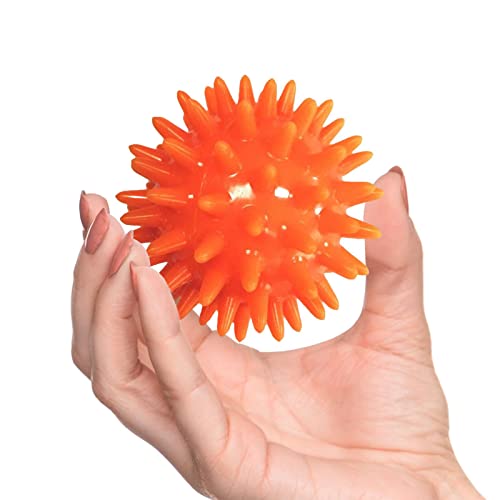 Spiky Massage Ball Exercise Ball 6cm Diameter Travel Pocket Size Foot Massage Ball, 9mm Long Spiked Massage Roller for Head Face Neck Hand Palms Back, Orange