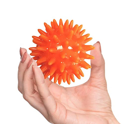 Spiky Massage Ball Exercise Ball 6cm Diameter Travel Pocket Size Foot Massage Ball, 9mm Long Spiked Massage Roller for Head Face Neck Hand Palms Back, Orange