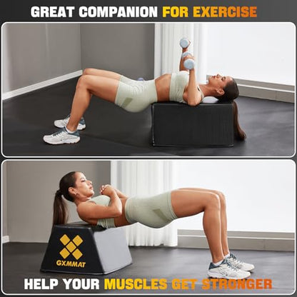 GXMMAT Hip Thrust Bench, Multi-Functional Hip Thrust Machine with Non-Slip Bottom Surface, Hip Thrust Box at Home Gym for Glute Bridge, Push-Ups, Squat, Ab Exercise, and All Body Workout Equipment