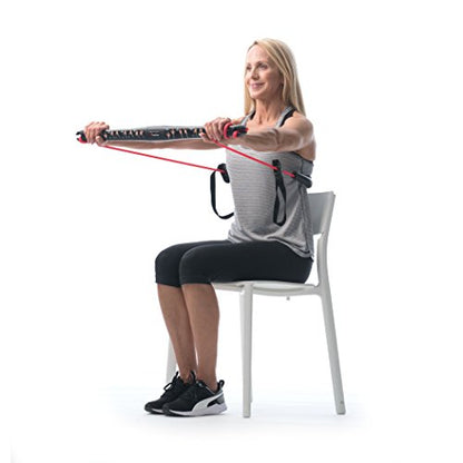 Core System Portable Home Gym - Resistance Trainer All-in-One Band + Bar Kit, Full Body Workout: Improve Fitness, Build Muscle, Strength Exercises with Marie Osmond Workout DVD Included