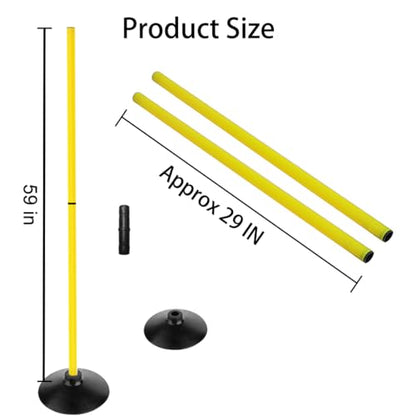Soccer Agility Poles Set Detachable Sports Trainning Speed Pole Slalom Poles with Rubber Base Sport Traning Equipment - color: Pack of 12, style: 4.9 FT