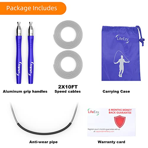 Jump Rope, High Speed Weighted Jump Rope - Premium Quality Tangle-Free - Self-Locking Screw-Free Design - Jump Ropes for Fitness - Skipping Rope for Workout Fitness, Crossfit & Home Exercises - color: Blue