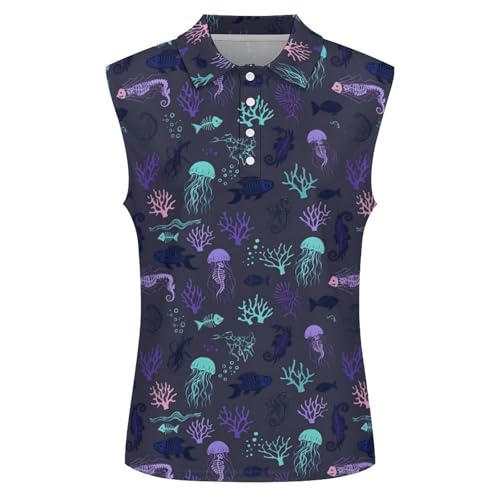 Women's Sleeveless Polo Shirts Polo Tank Tops Quick Dry Button Up Uniform Polo