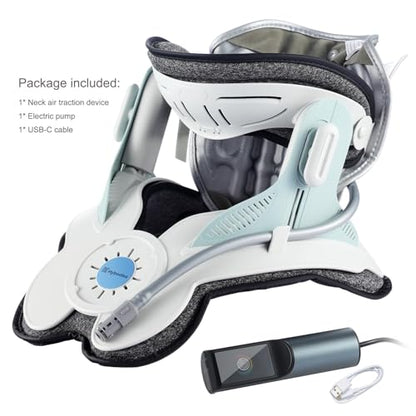 Cervical Neck Traction Device: Neck Stretcher for Cervical Pain Relief, Electric Air Pump with 3 Power Traction, Built-in 8 Airbag, Improved Stretcher for Neck Decompression and Neck Tension Relief