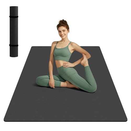 Extra Large Yoga Mat Non-Slip, Durable, Eco-Friendly, Wide Exercise Mat for Home Workouts - color: Black, size: 32X72IN