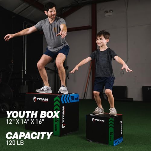 Titan Fitness Heavy Foam Plyometric Box - Pro-Duty HIIT Exercise Foam Plyo Step-Up, Box Squat, Home Garage Gym Training, Youth & Regular Sizes - style: 12 x 14 x 16 inch (Youth Size)