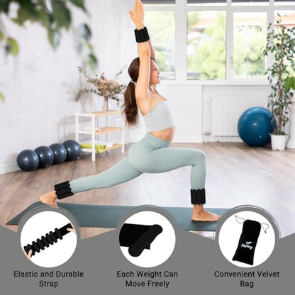 Ankle and Wrist Weights for Women & Men, Adjustable Arm & Leg Weights Set of 2 (1 lb/2 lb Each) Soft Silicone Weighted Bands Weighted Bracelet for Pilates Yoga Dance Walking Running Swimming Water Pool Home Gym Fitness Workout Jogging Gymnastics Aerobics