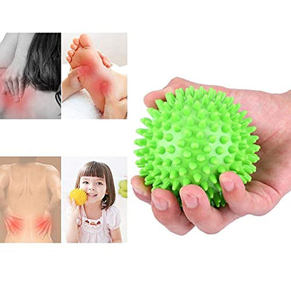 Spiky Massage Ball Muscle Roller for Body Fitness Recovery Therapy Trigger Point Relief with 9cm Green Plastic Massage Tool Dual Size 7.5cm/9cm