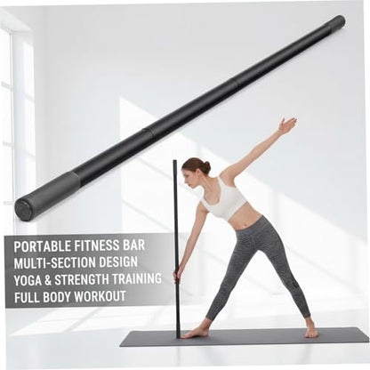 Sturdy Steel Yoga Stick Stretching Stick with Non-Slip Ends & Foam Handles for Mobility Flexibility Balance Exercise Pole for Fitness Posture Correction