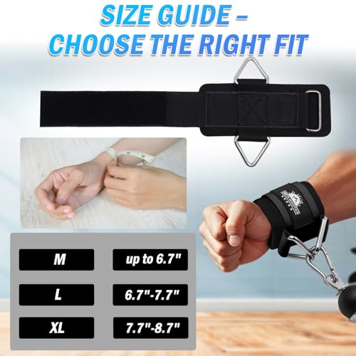Wrist Cuffs for Cable Machines – Padded & Adjustable Straps for Lateral Raises, Tricep Pushdowns & Strength Training